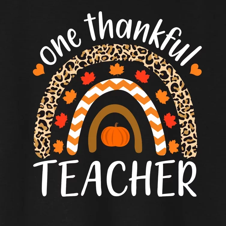 One Thankful Teacher, Autumn Fall Leopard Design Women's Crop Top Tee