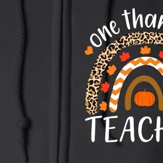 One Thankful Teacher, Autumn Fall Leopard Design Full Zip Hoodie