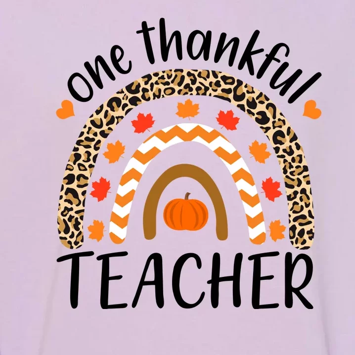 One Thankful Teacher, Autumn Fall Leopard Design Garment-Dyed Sweatshirt