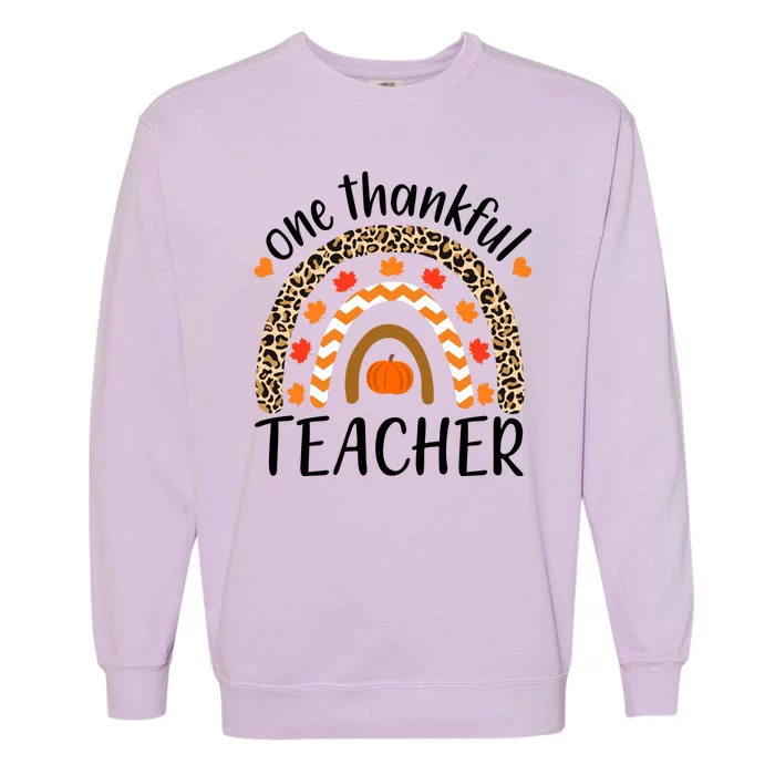 One Thankful Teacher, Autumn Fall Leopard Design Garment-Dyed Sweatshirt