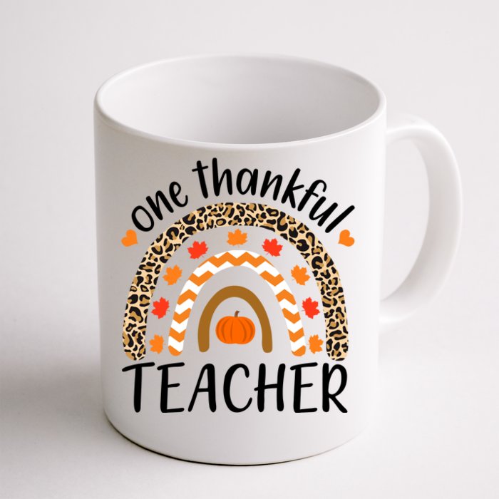 One Thankful Teacher, Autumn Fall Leopard Design Front & Back Coffee Mug