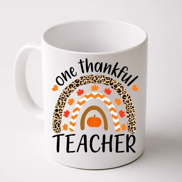 One Thankful Teacher, Autumn Fall Leopard Design Front & Back Coffee Mug