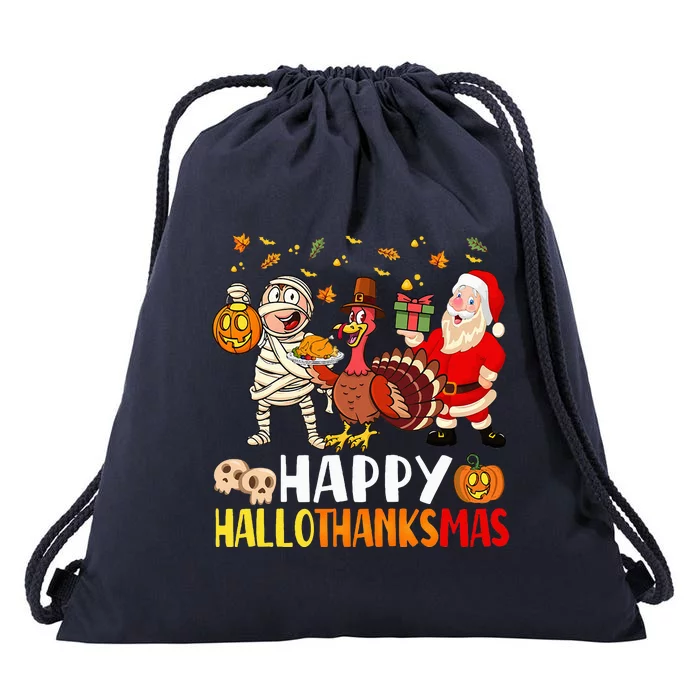 One Thankful Teacher Thanksgiving Turkey Peace Hand Sign Drawstring Bag