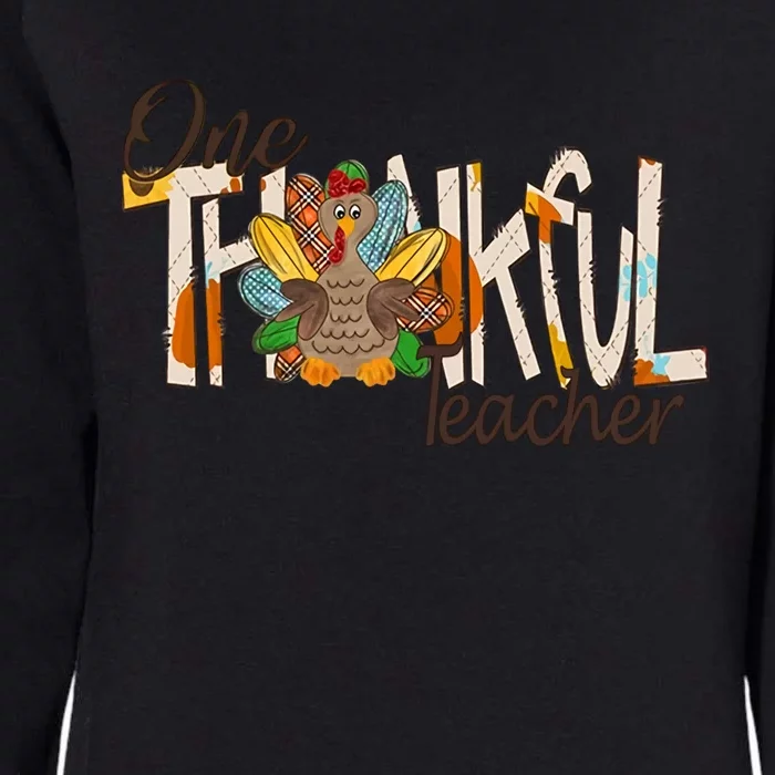 One Thankful Teacher Turkey Thankful Grateful Blessed Great Gift Womens California Wash Sweatshirt