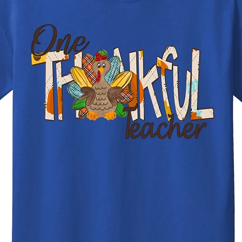 One Thankful Teacher Turkey Thankful Grateful Blessed Great Gift Kids T-Shirt