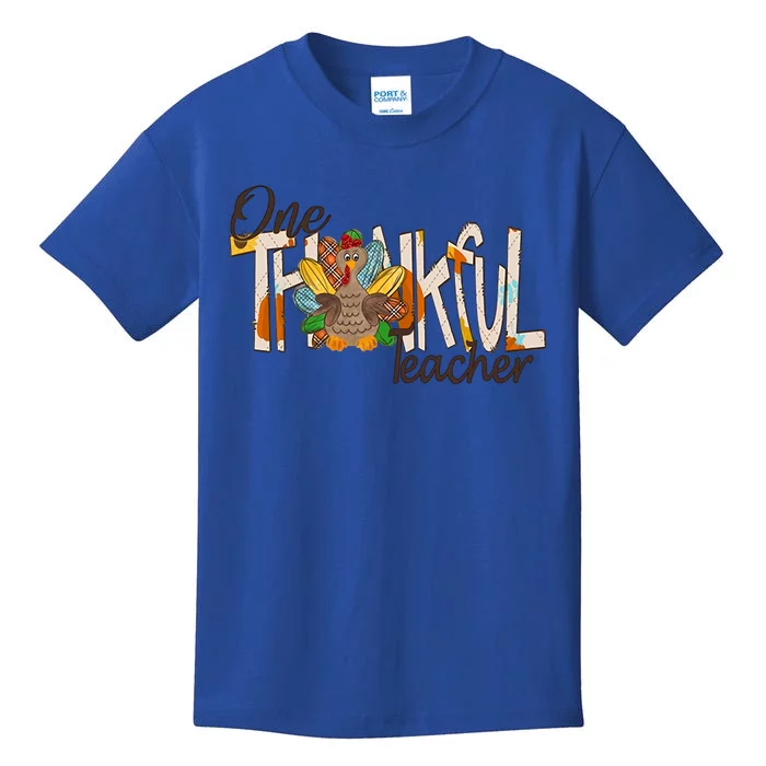 One Thankful Teacher Turkey Thankful Grateful Blessed Great Gift Kids T-Shirt