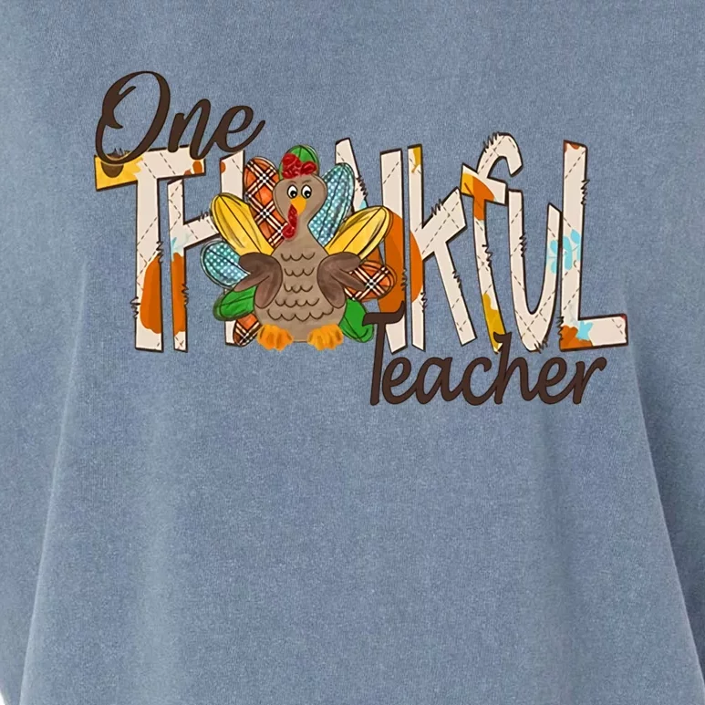 One Thankful Teacher Turkey Thankful Grateful Blessed Great Gift Garment-Dyed Women's Muscle Tee