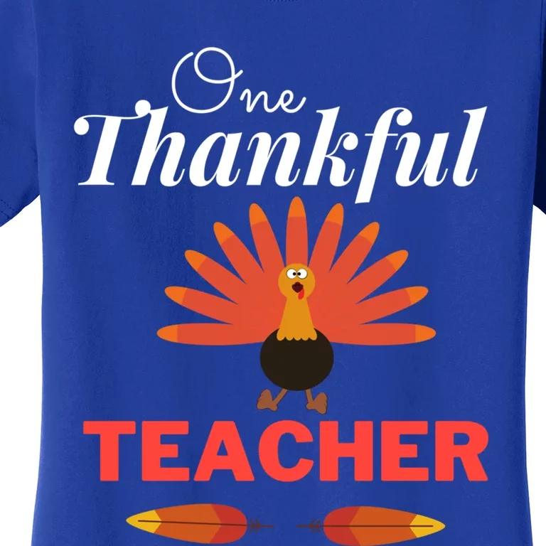 One Thankful Teacher Teachers Thanksgiving Blessed Teacher Gift Women's T-Shirt