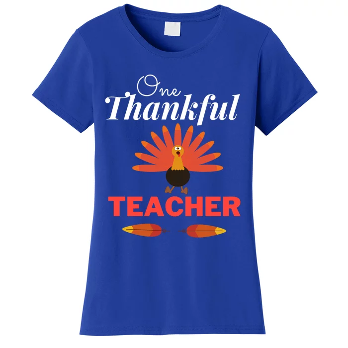 One Thankful Teacher Teachers Thanksgiving Blessed Teacher Gift Women's T-Shirt