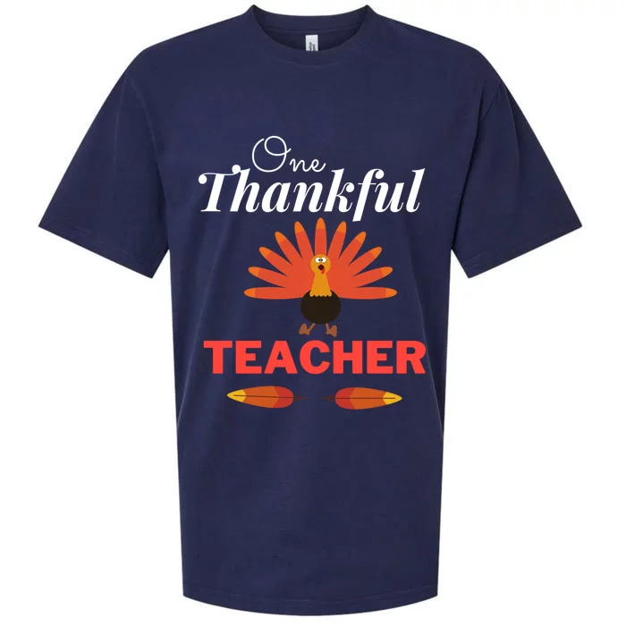 One Thankful Teacher Teachers Thanksgiving Blessed Teacher Gift Sueded Cloud Jersey T-Shirt