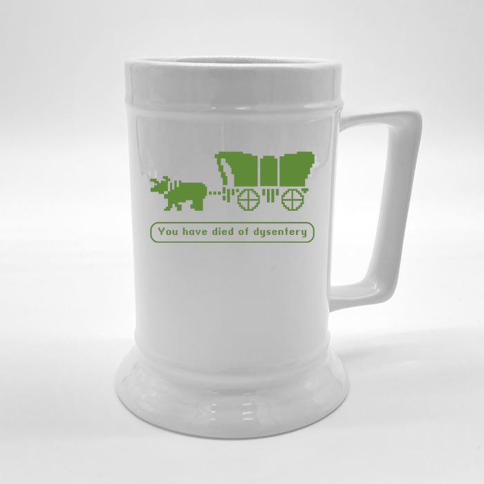 Oregon Trail T Shirt You Have Died Of Dysentery 8Bit Video Game 1865 Front & Back Beer Stein