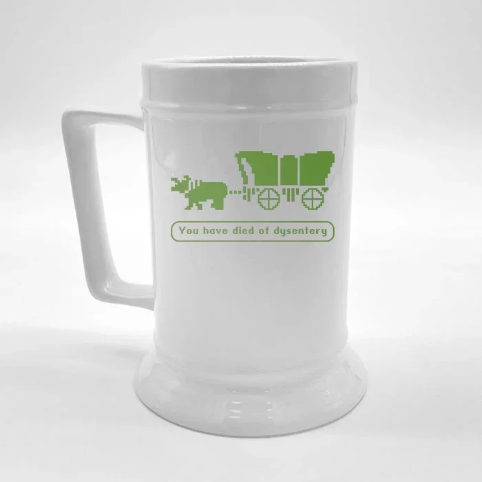 Oregon Trail T Shirt You Have Died Of Dysentery 8Bit Video Game 1865 Front & Back Beer Stein