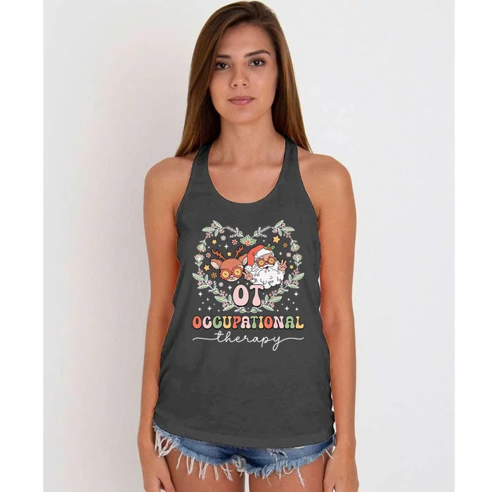 Occupational Therapy Therapist Ot Ota Christmas Women's Knotted Racerback Tank