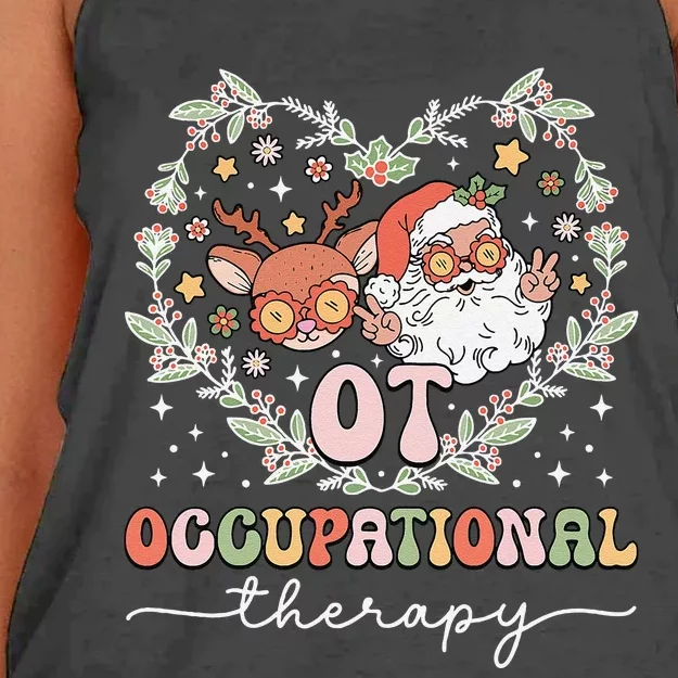 Occupational Therapy Therapist Ot Ota Christmas Women's Knotted Racerback Tank