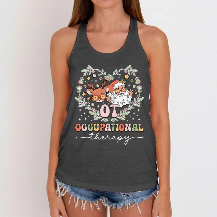 Occupational Therapy Therapist Ot Ota Christmas Women's Knotted Racerback Tank