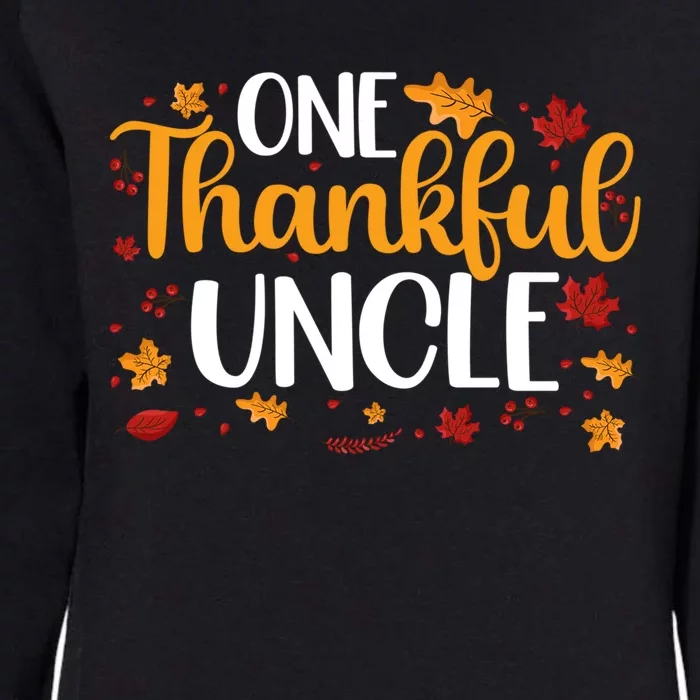 One Thankful Uncle Thanksgiving Family Matching Turkey Gift Womens California Wash Sweatshirt