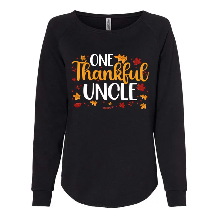 One Thankful Uncle Thanksgiving Family Matching Turkey Gift Womens California Wash Sweatshirt