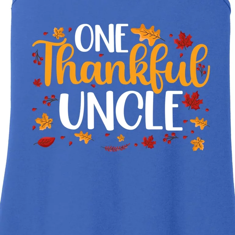 One Thankful Uncle Thanksgiving Family Matching Turkey Gift Ladies Essential Tank