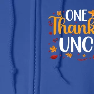 One Thankful Uncle Thanksgiving Family Matching Turkey Gift Full Zip Hoodie