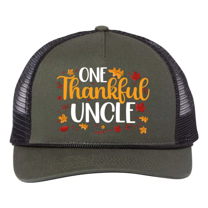 One Thankful Uncle Thanksgiving Family Matching Turkey Gift Retro Rope Trucker Hat Cap