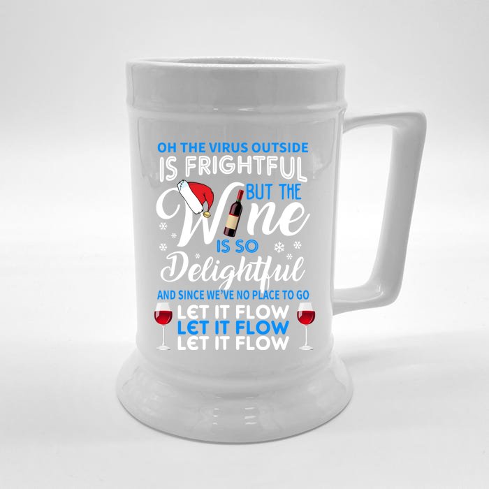 Oh The V Igiftr U S Outside Is Frightful But The Wine Christmas Gift Front & Back Beer Stein