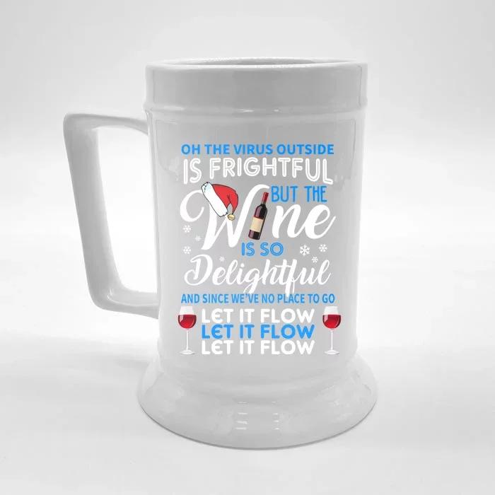 Oh The V Igiftr U S Outside Is Frightful But The Wine Christmas Gift Front & Back Beer Stein