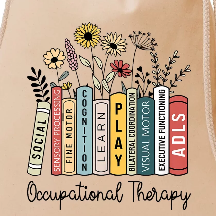 Occupational Therapy Wildflower Book Ot Therapist Assistant Drawstring Bag