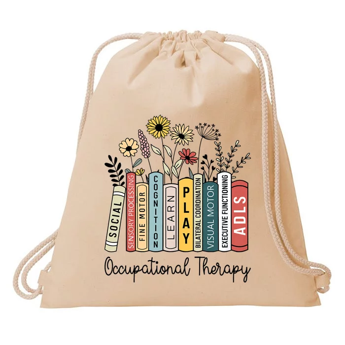 Occupational Therapy Wildflower Book Ot Therapist Assistant Drawstring Bag