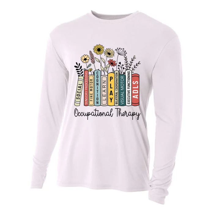 Occupational Therapy Wildflower Book Ot Therapist Assistant Cooling Performance Long Sleeve Crew