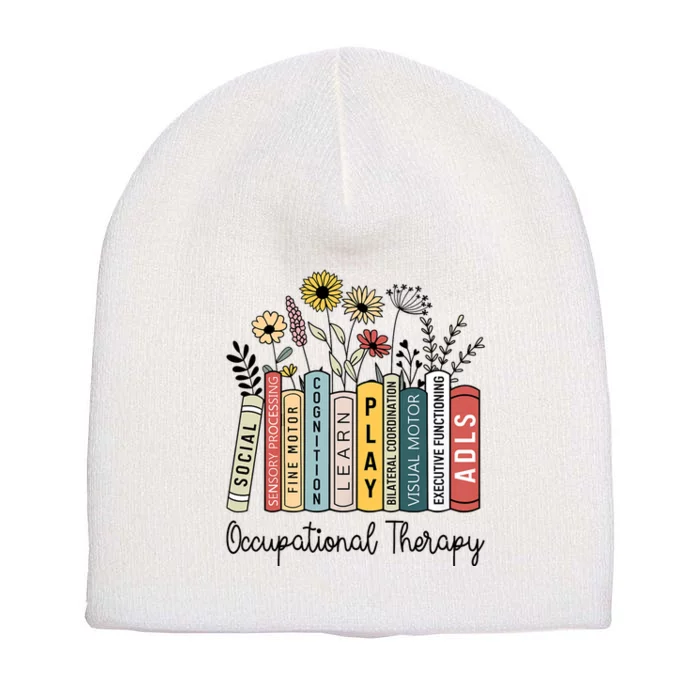 Occupational Therapy Wildflower Book Ot Therapist Assistant Short Acrylic Beanie