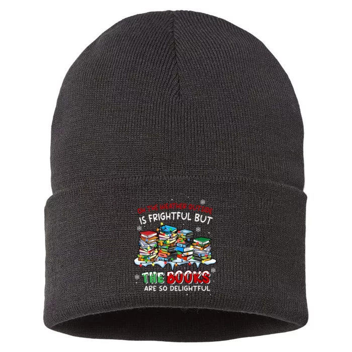 Oh The Weather Outside The Books Are So Delightful Christmas Lights Sustainable Knit Beanie