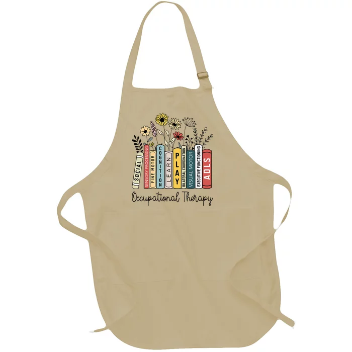 Occupational Therapy Wildflower Book Ot Therapist Assistant Full-Length Apron With Pocket