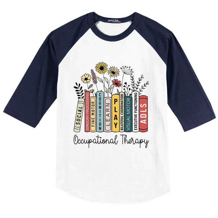 Occupational Therapy Wildflower Book Ot Therapist Assistant Baseball Sleeve Shirt