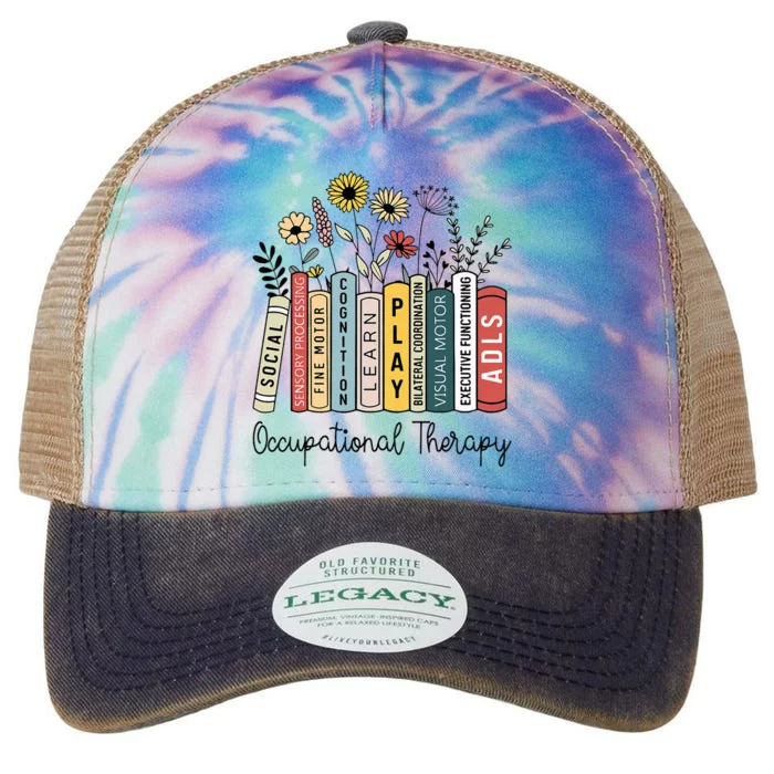 Occupational Therapy Wildflower Book Ot Therapist Assistant Legacy Tie Dye Trucker Hat