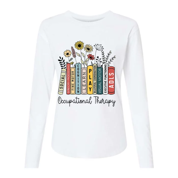 Occupational Therapy Wildflower Book Ot Therapist Assistant Womens Cotton Relaxed Long Sleeve T-Shirt