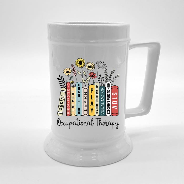 Occupational Therapy Wildflower Book Ot Therapist Assistant Front & Back Beer Stein