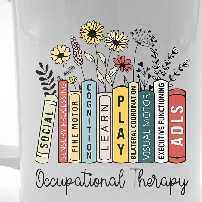 Occupational Therapy Wildflower Book Ot Therapist Assistant Front & Back Beer Stein