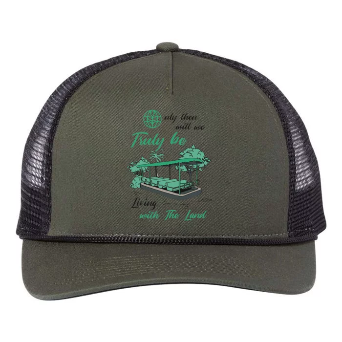 Only Then Will We Truly Be Living With The Land Funny Design Retro Rope Trucker Hat Cap