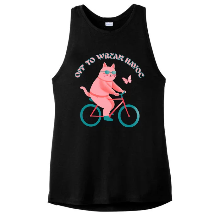 Off To Wreak Havoc Funny Cat Ladies Tri-Blend Wicking Tank