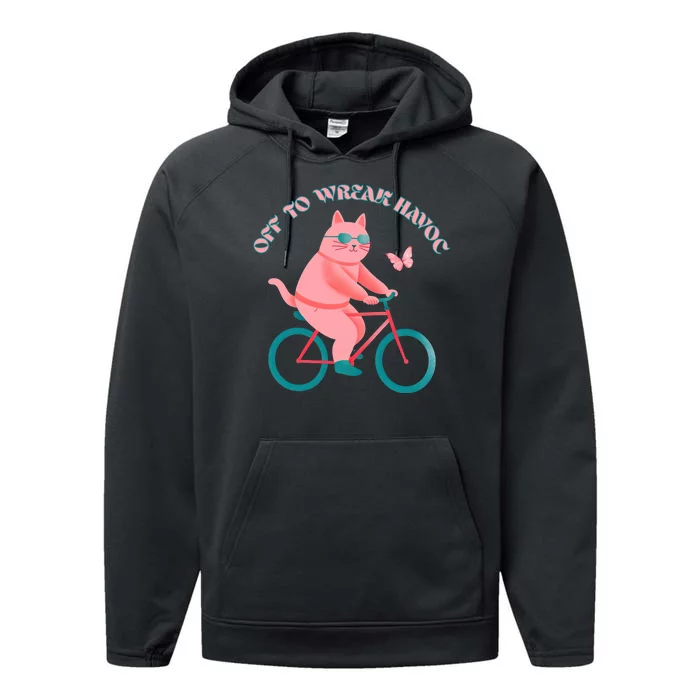 Off To Wreak Havoc Funny Cat Performance Fleece Hoodie