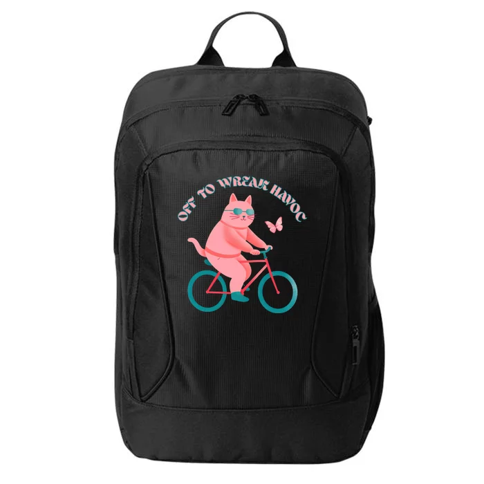 Off To Wreak Havoc Funny Cat City Backpack