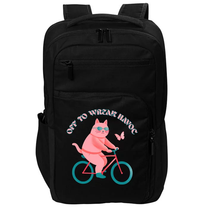 Off To Wreak Havoc Funny Cat Impact Tech Backpack