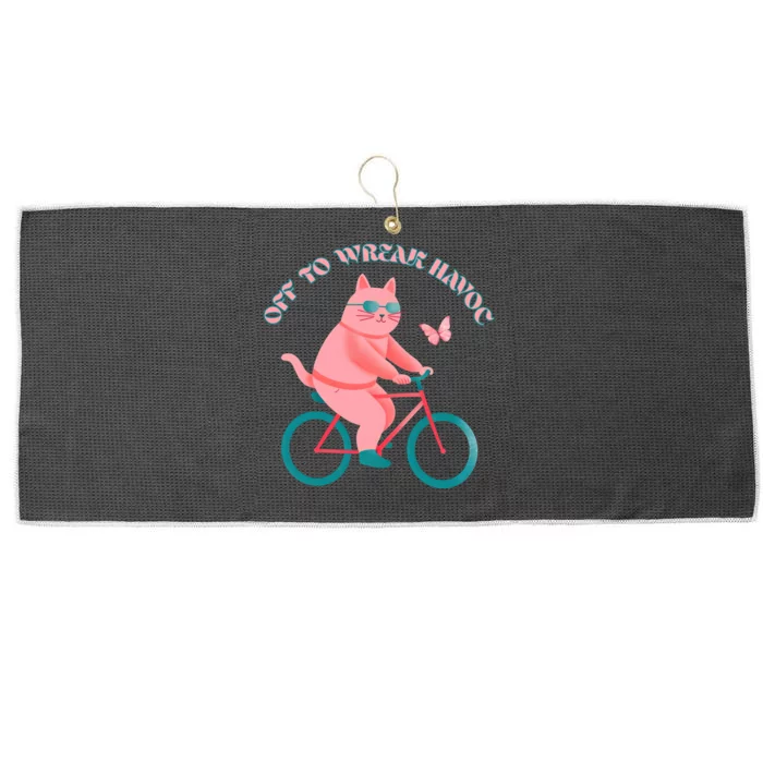 Off To Wreak Havoc Funny Cat Large Microfiber Waffle Golf Towel