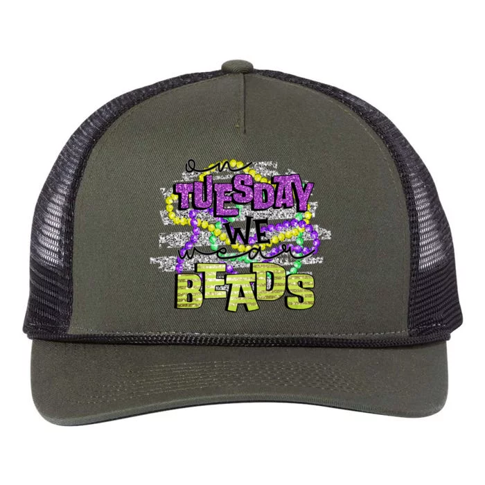 On Tuesday We Beads Fat Tuesday For Mardi Gras Retro Rope Trucker Hat Cap