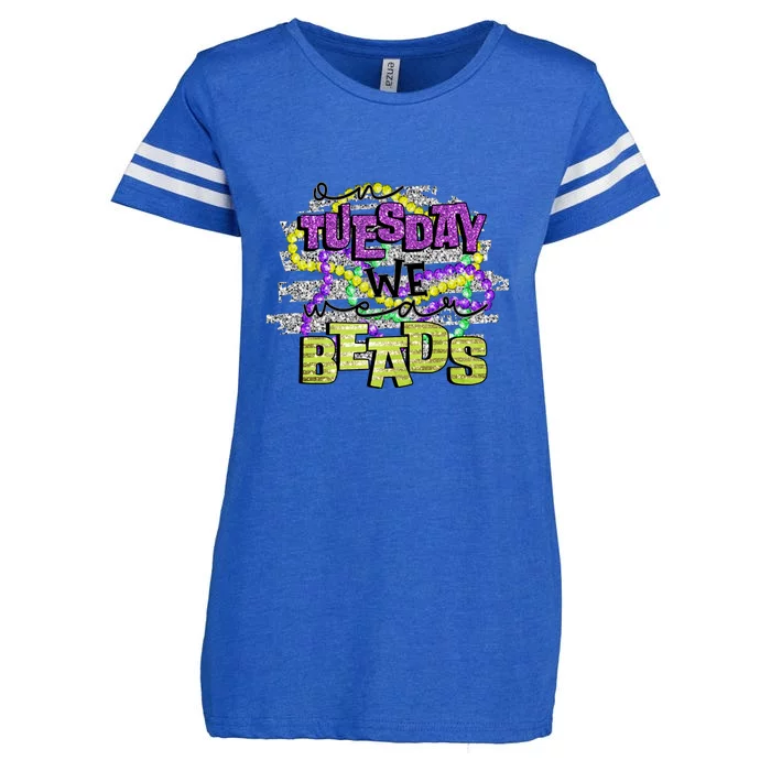 On Tuesday We Beads Fat Tuesday For Mardi Gras Enza Ladies Jersey Football T-Shirt