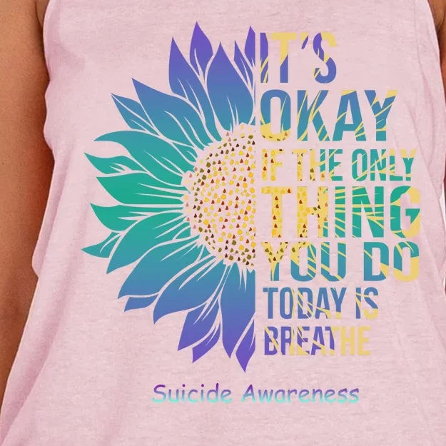 Only Thing You Do Today Is Break Suicide Awareness Sunflowe Women's Knotted Racerback Tank