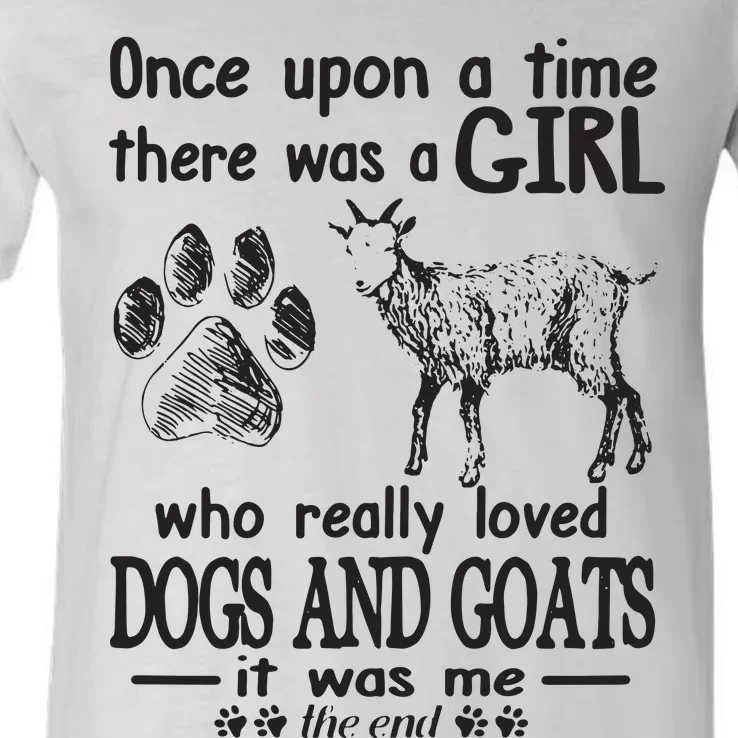 Once Upon A Time There Was A Girl Loved Dogs And Goats V-Neck T-Shirt