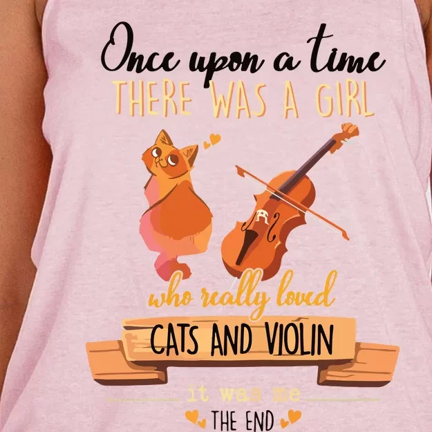 Once Upon A Time There Was A Girl Who Loved Cats And Violin Women's Knotted Racerback Tank