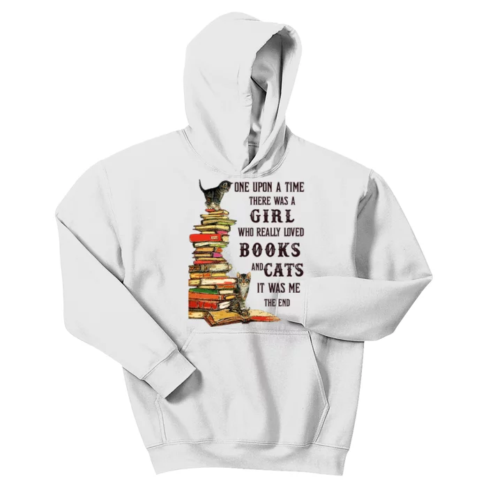 Once Upon A Time There Was A Girl Who Really Loved Books And Cats It Was Me Kids Hoodie