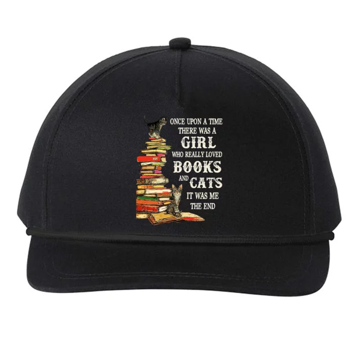 Once Upon A Time A Girl Really Loved Books And Cats Snapback Five-Panel Rope Hat